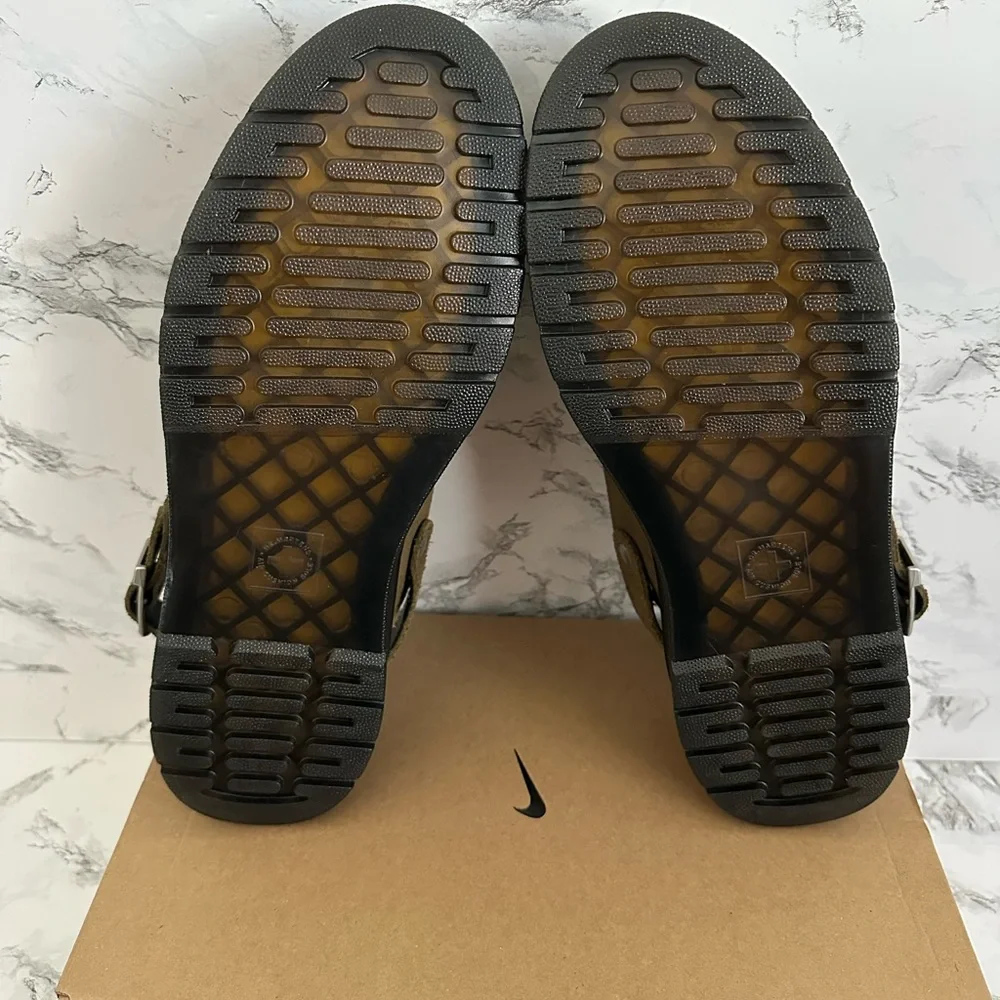 Dr. Martens Olive Green Suede Slingback Clog Loafers
